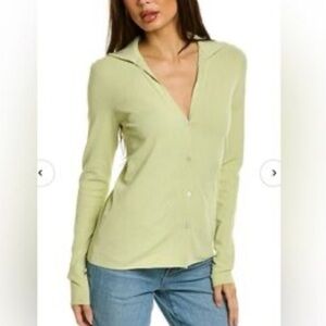 🥑Vince Lime Button-Front Top Light Collared Blouse Medium